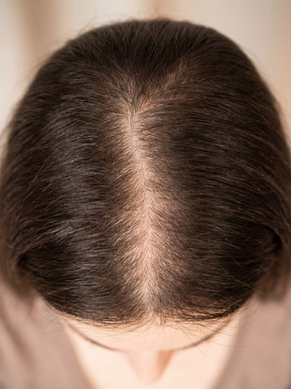 Thinning hair with visible scalp at part line